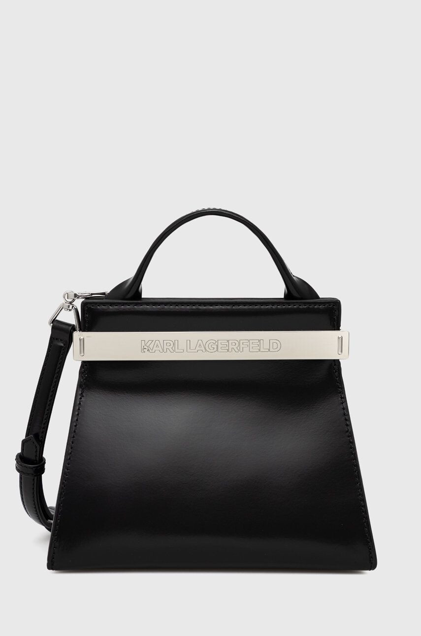 Karl Lagerfeld poseta de piele culoarea negru - Pled.ro