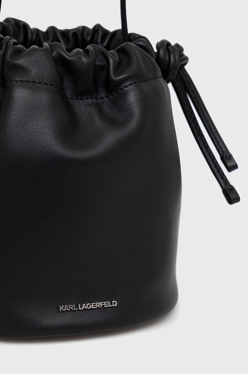 Karl Lagerfeld poseta de piele culoarea negru - Pled.ro