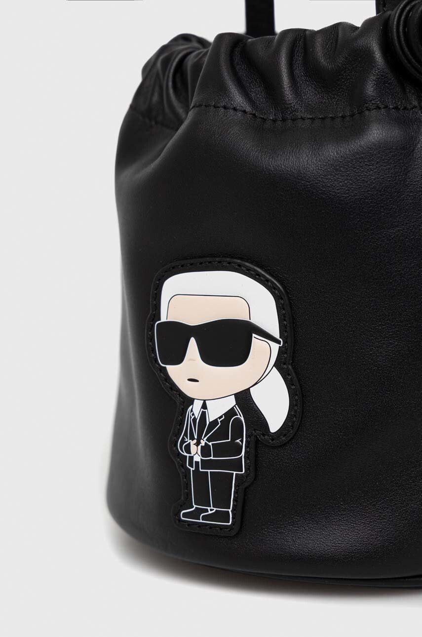 Karl Lagerfeld poseta de piele culoarea negru - Pled.ro