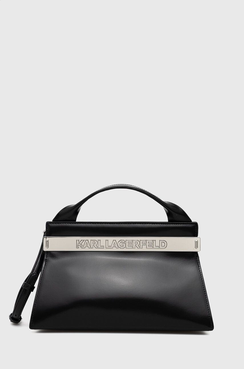 Karl Lagerfeld poseta de piele culoarea negru - Pled.ro