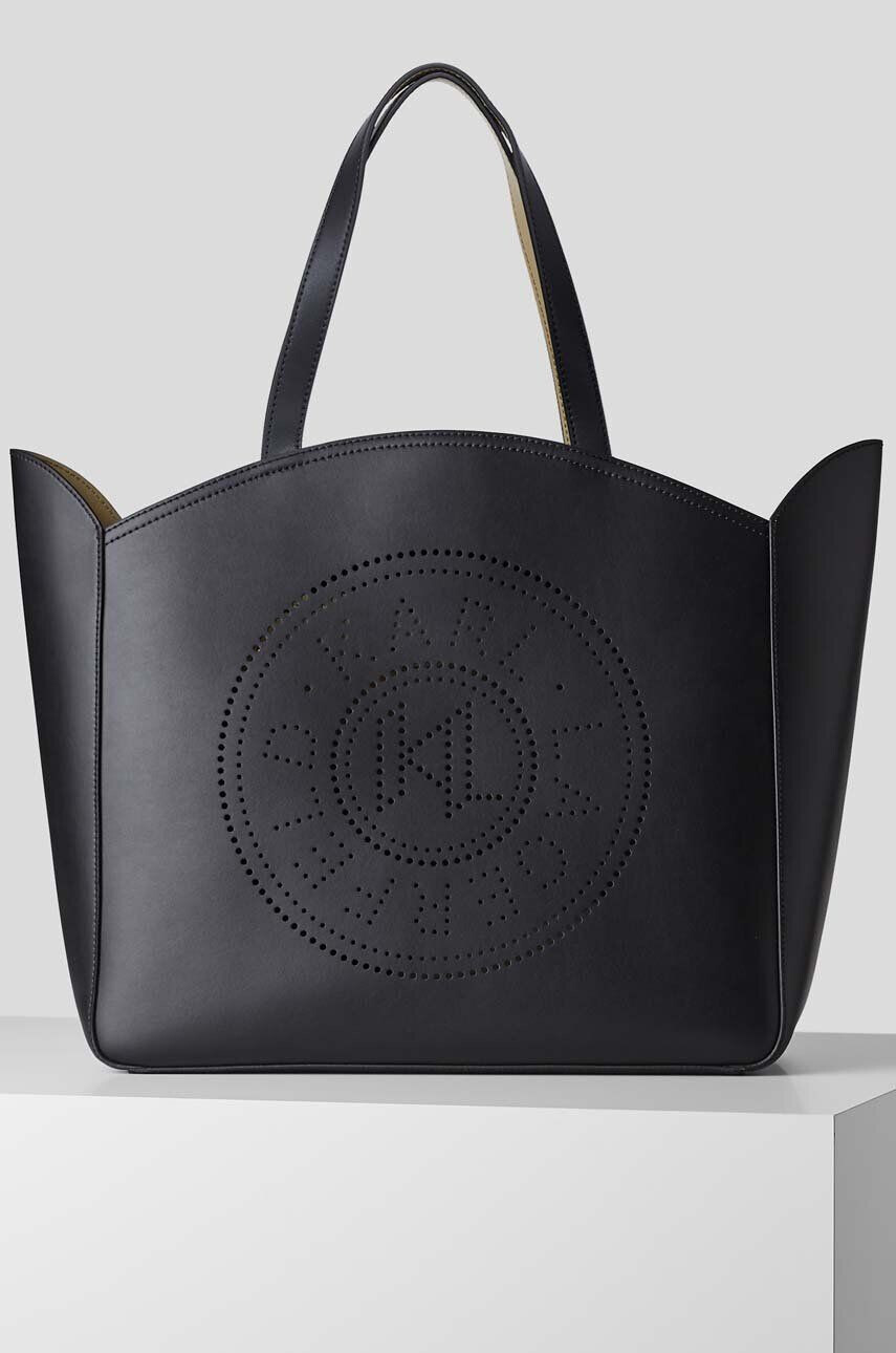 Karl Lagerfeld poseta de piele culoarea negru - Pled.ro