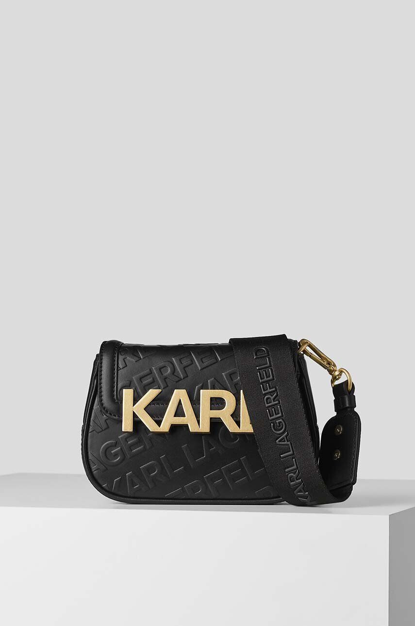 Karl Lagerfeld poseta de piele culoarea negru - Pled.ro