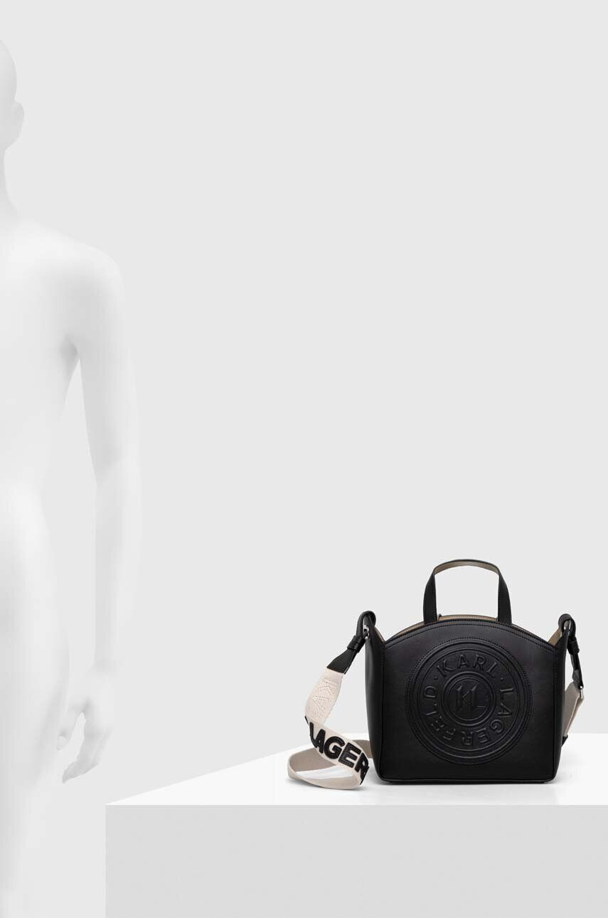 Karl Lagerfeld poseta de piele culoarea negru - Pled.ro