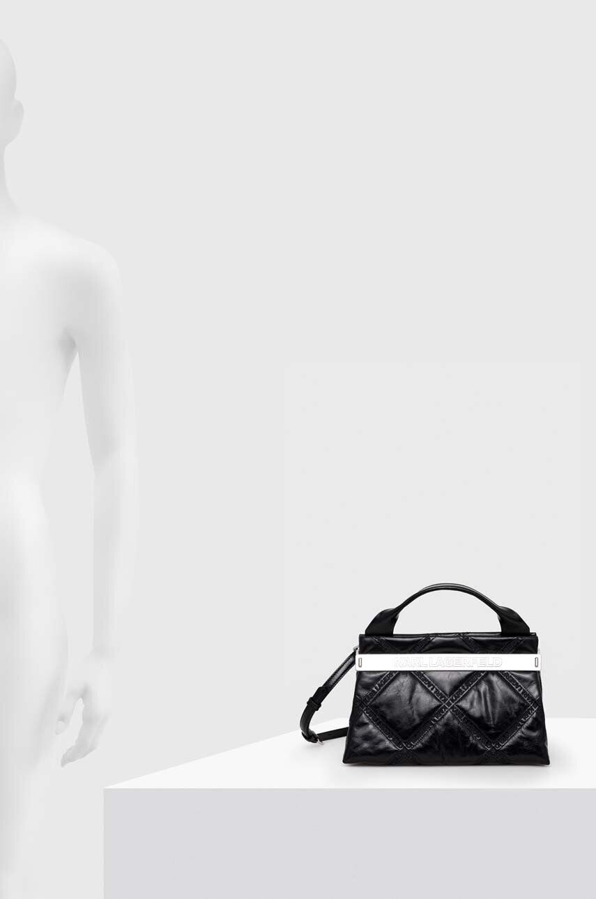 Karl Lagerfeld poseta de piele culoarea negru - Pled.ro