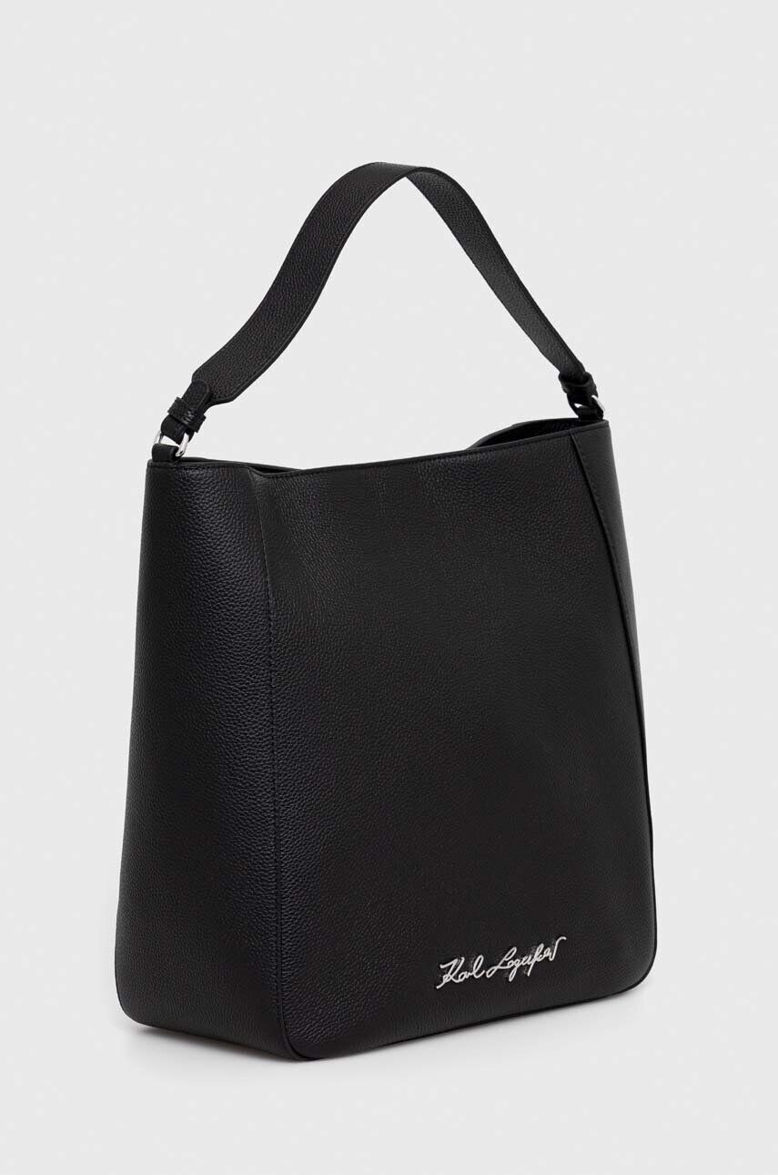 Karl Lagerfeld poseta de piele culoarea negru - Pled.ro