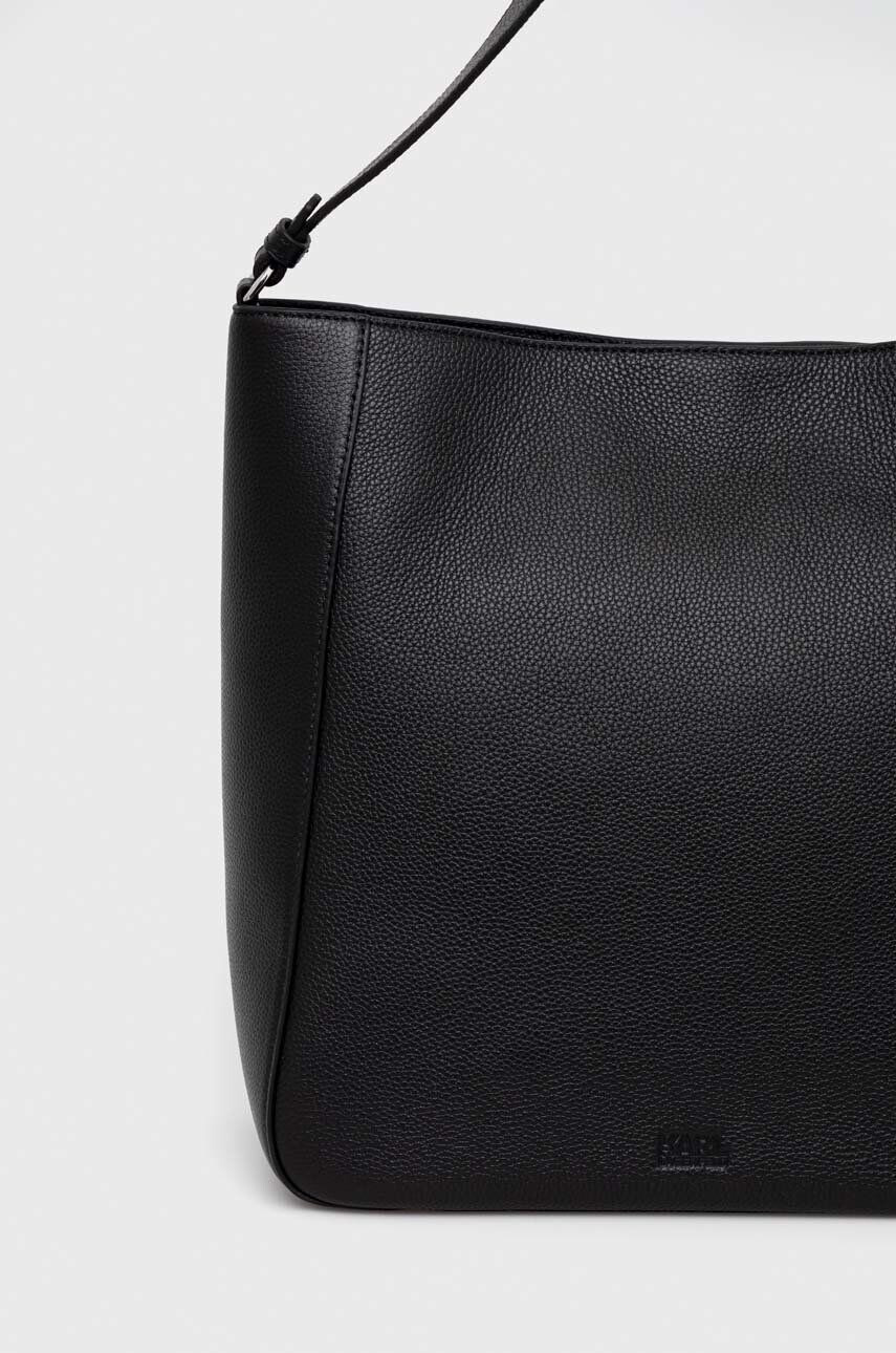 Karl Lagerfeld poseta de piele culoarea negru - Pled.ro