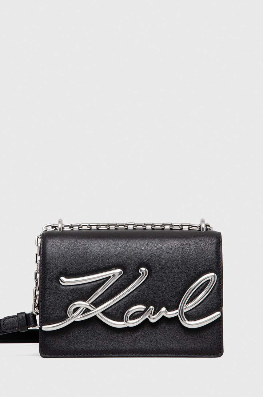 Karl Lagerfeld poseta de piele culoarea negru - Pled.ro