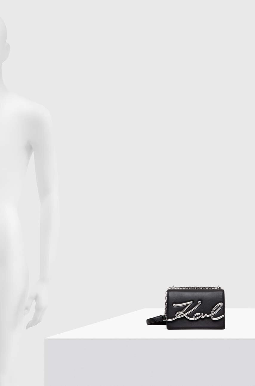 Karl Lagerfeld poseta de piele culoarea negru - Pled.ro