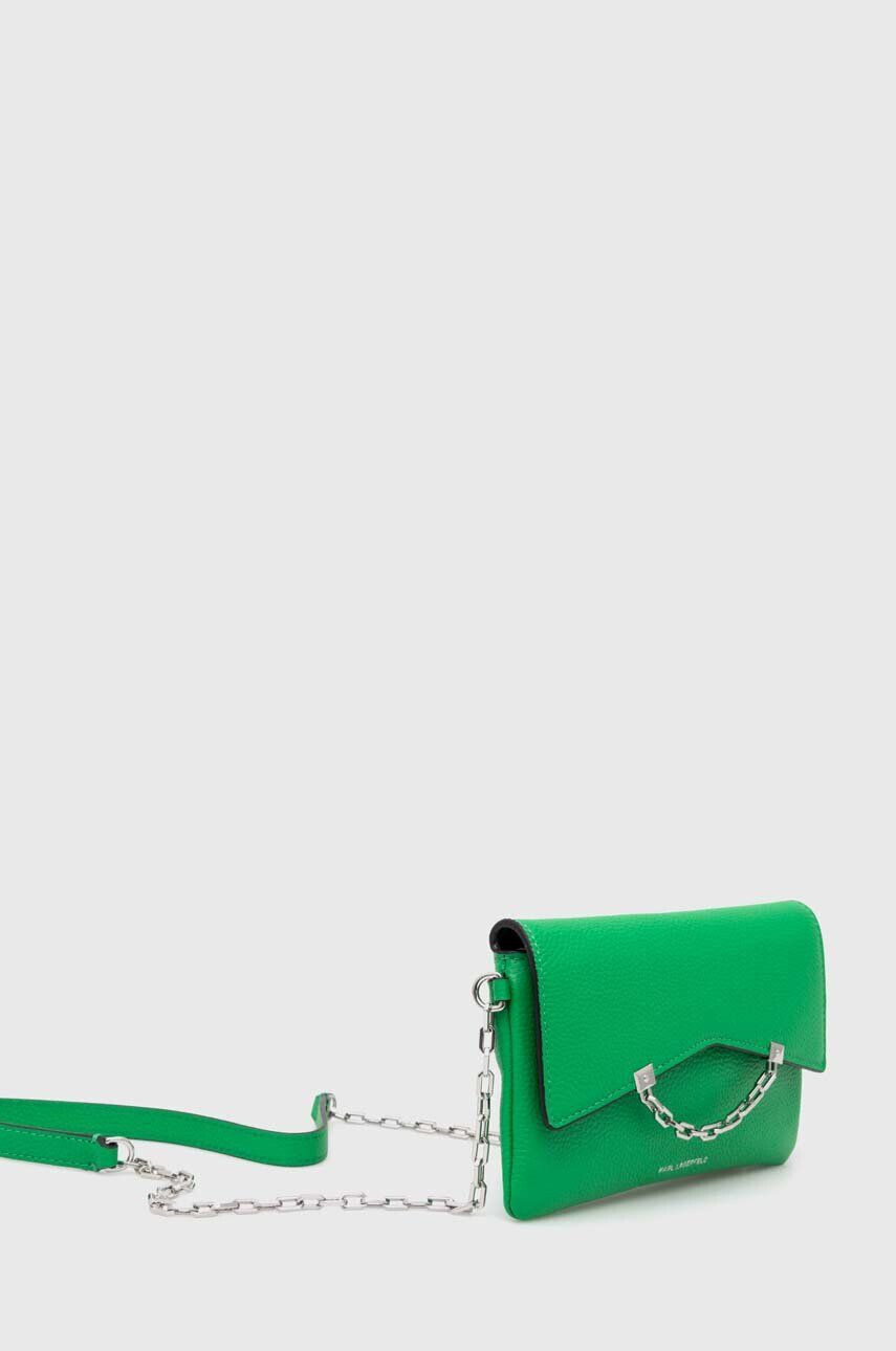 Karl Lagerfeld poseta de piele culoarea verde - Pled.ro