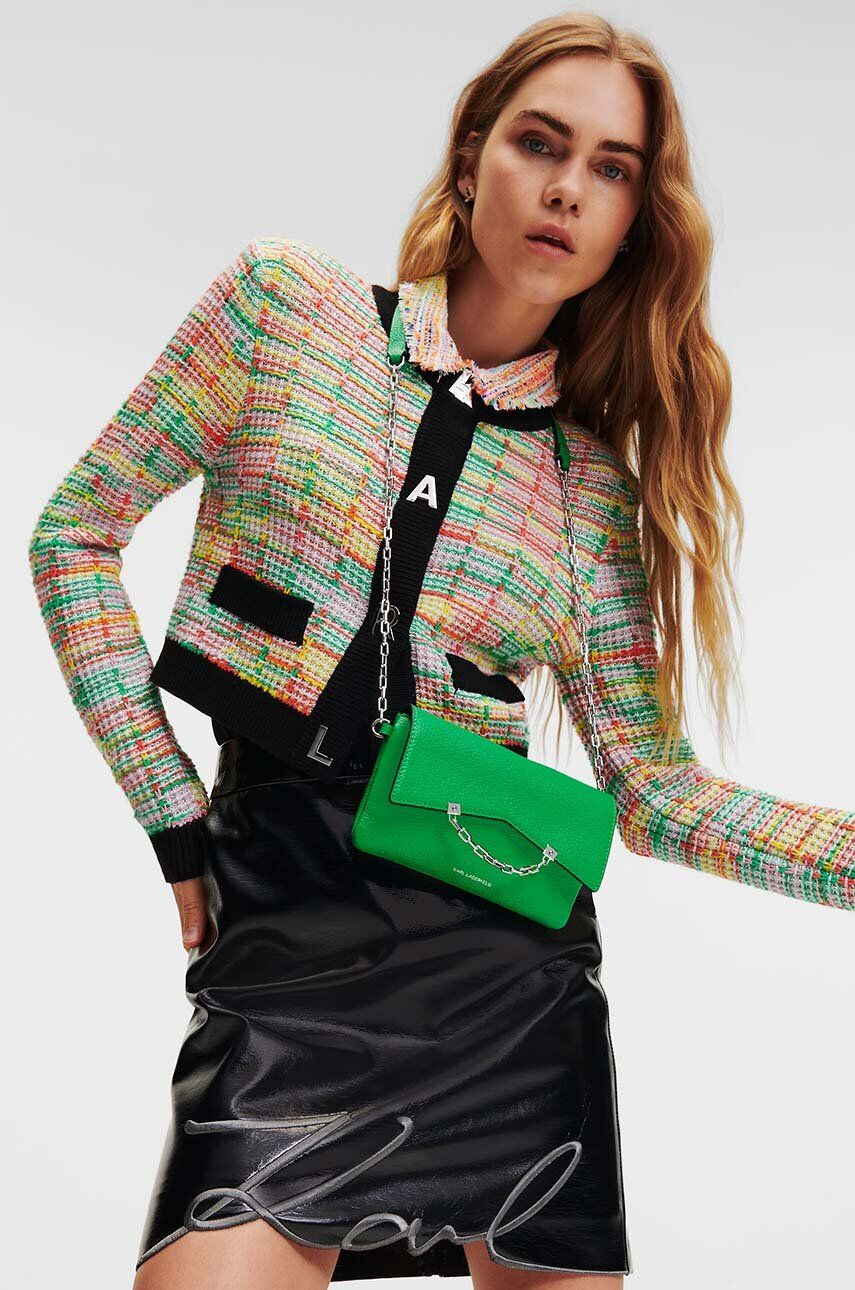 Karl Lagerfeld poseta de piele culoarea verde - Pled.ro