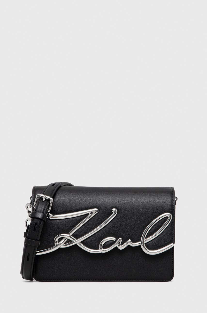 Karl Lagerfeld poseta de piele culoarea negru - Pled.ro