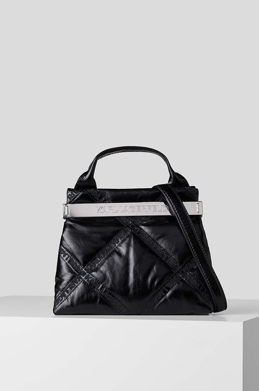 Karl Lagerfeld poseta de piele culoarea negru - Pled.ro