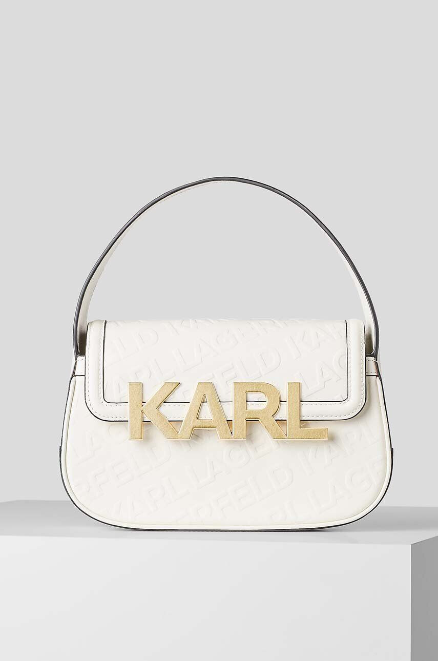 Karl Lagerfeld poseta de piele culoarea alb - Pled.ro