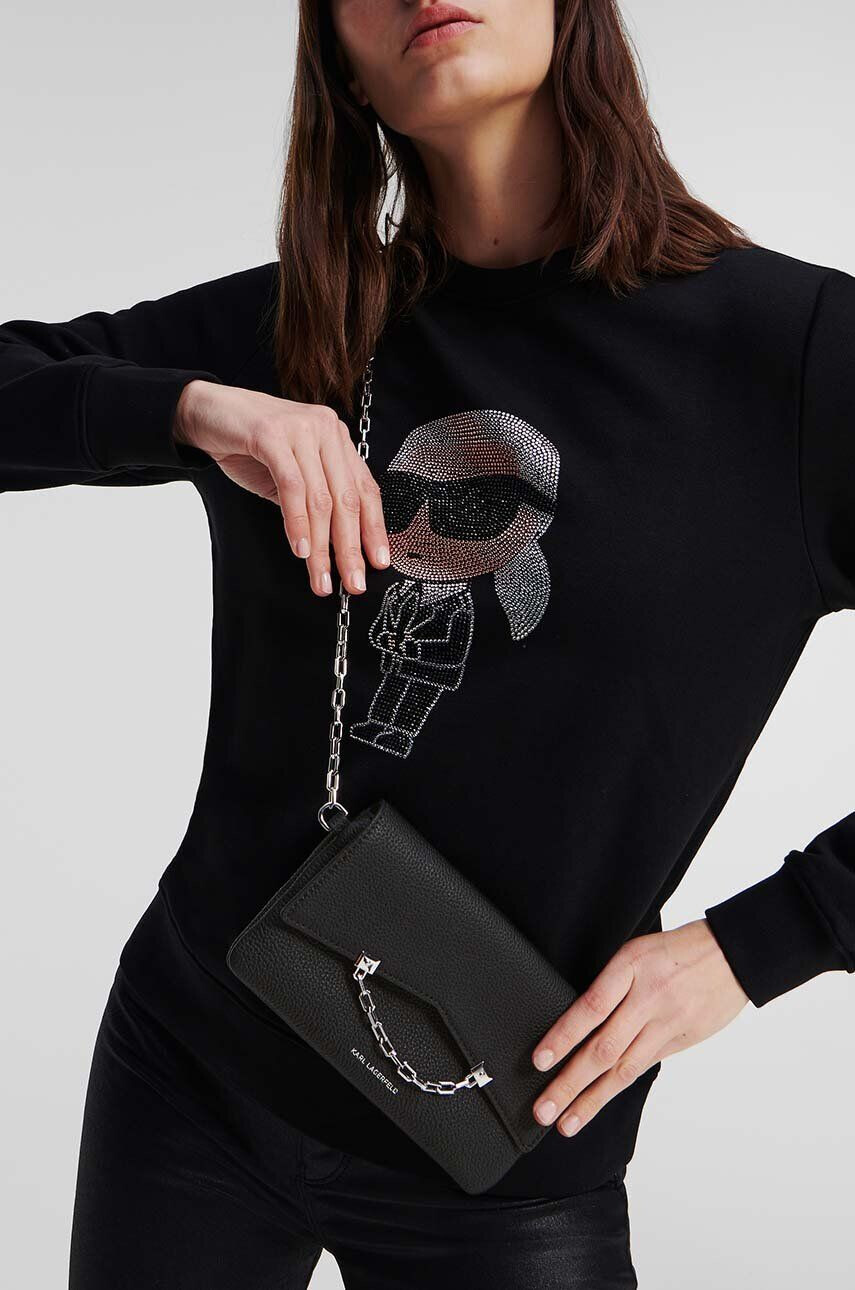 Karl Lagerfeld poseta de piele culoarea negru - Pled.ro