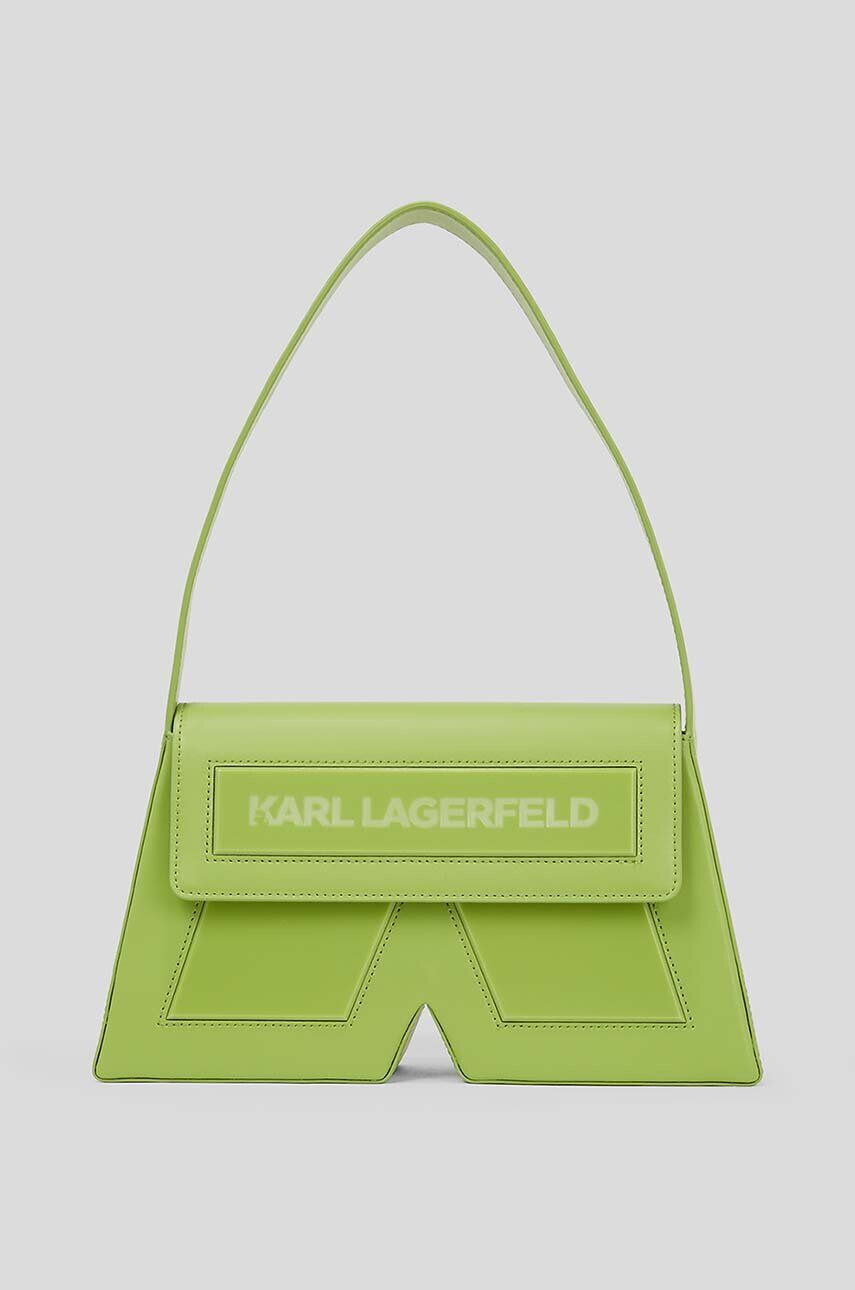 Karl Lagerfeld poseta de piele ICON K SHB LEATHER culoarea verde - Pled.ro