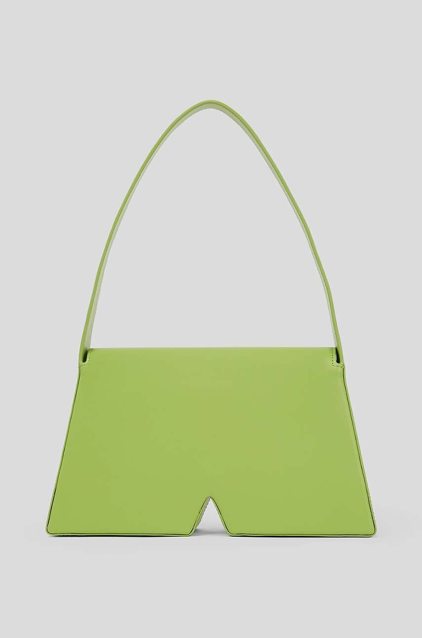 Karl Lagerfeld poseta de piele ICON K SHB LEATHER culoarea verde - Pled.ro