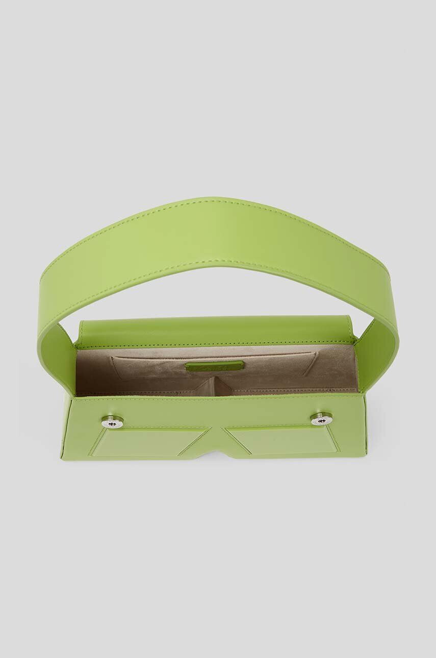 Karl Lagerfeld poseta de piele ICON K SHB LEATHER culoarea verde - Pled.ro