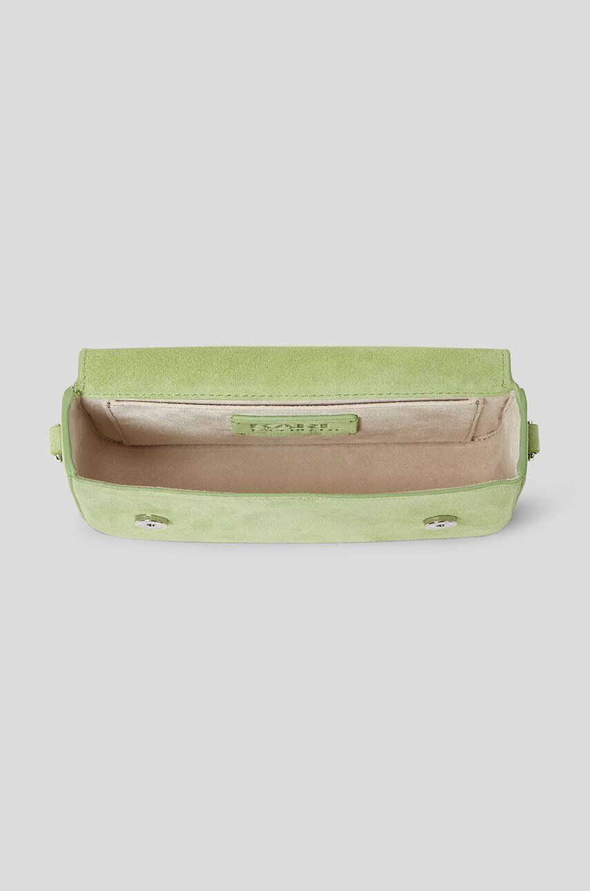 Karl Lagerfeld poseta de piele ICON K SM FLAP SHB SUEDE culoarea verde - Pled.ro