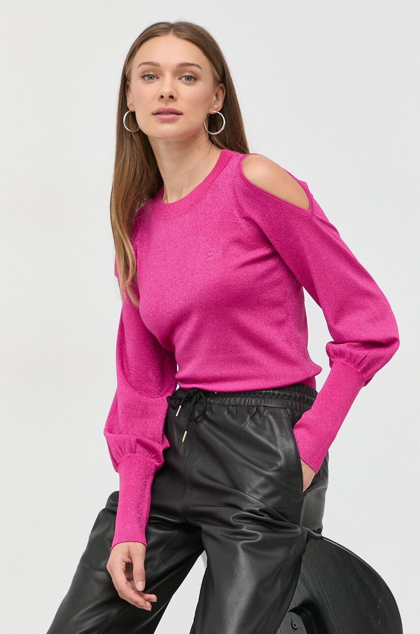 Karl Lagerfeld pulover femei culoarea negru light cu turtleneck - Pled.ro