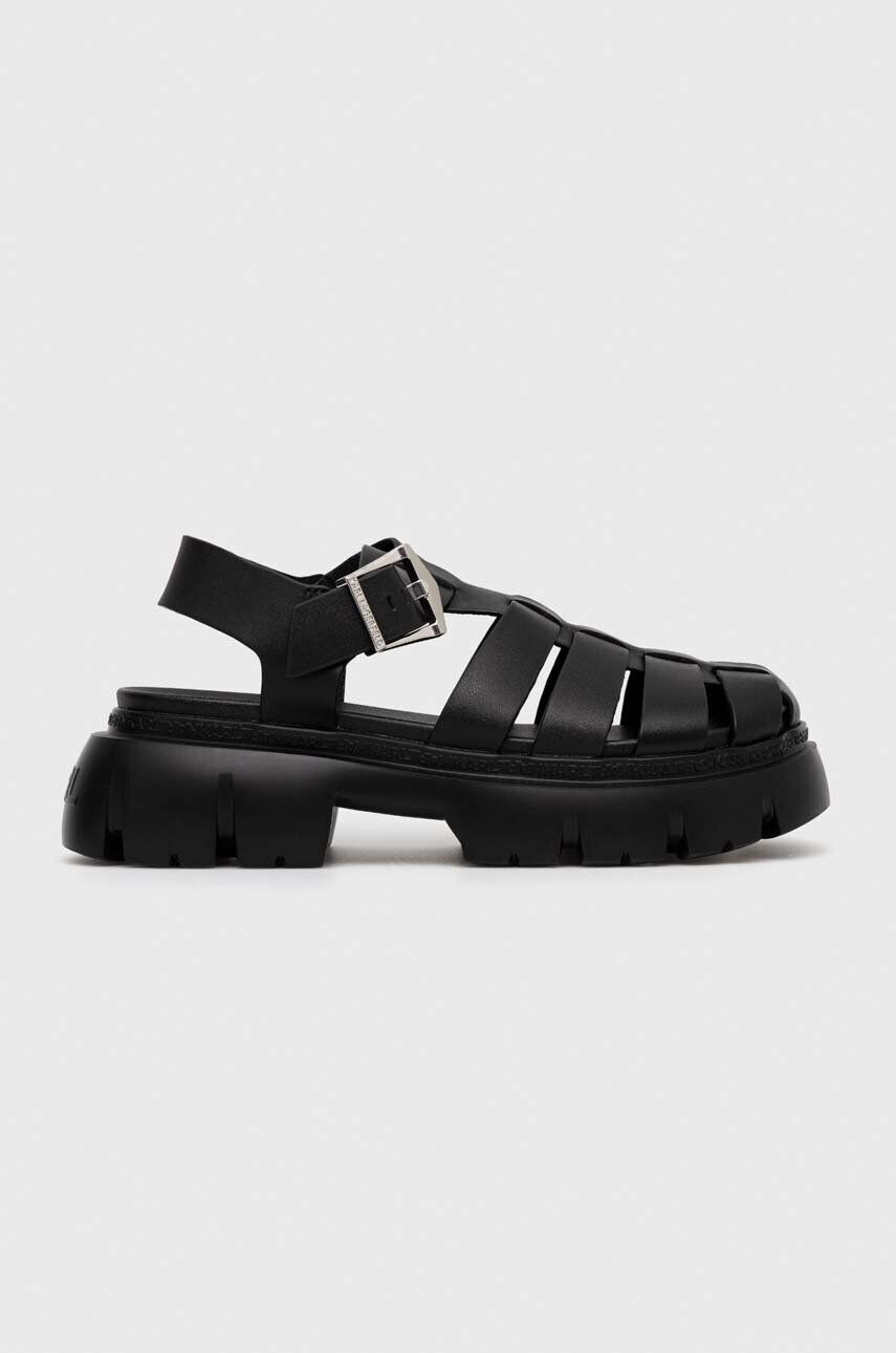 Karl Lagerfeld sandale de piele SUN TREKKA femei culoarea negru cu platforma KL83525 - Pled.ro