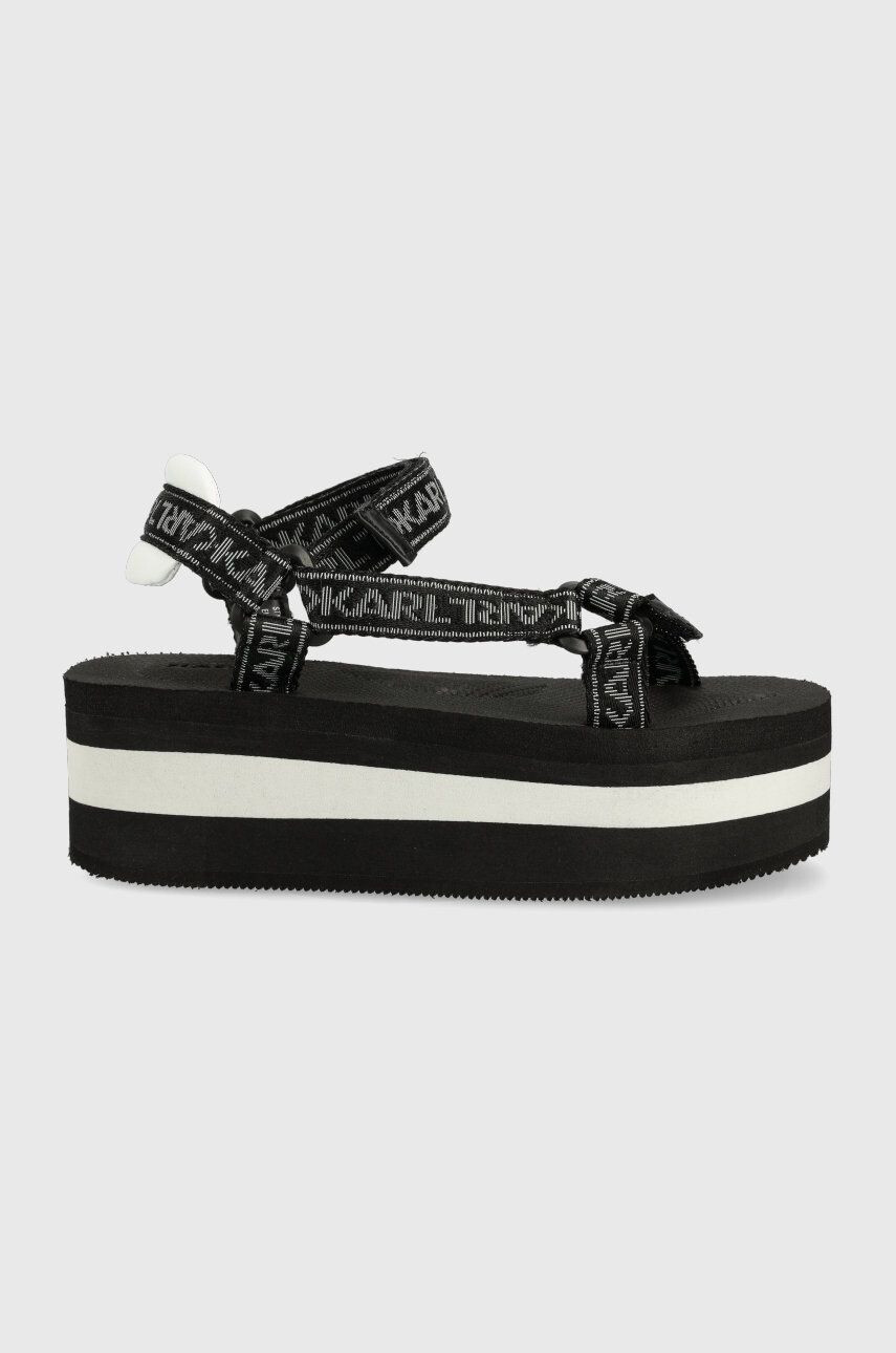 Karl Lagerfeld sandale VELOCITA HI WEDGE femei culoarea negru cu platformă KL82900 - Pled.ro