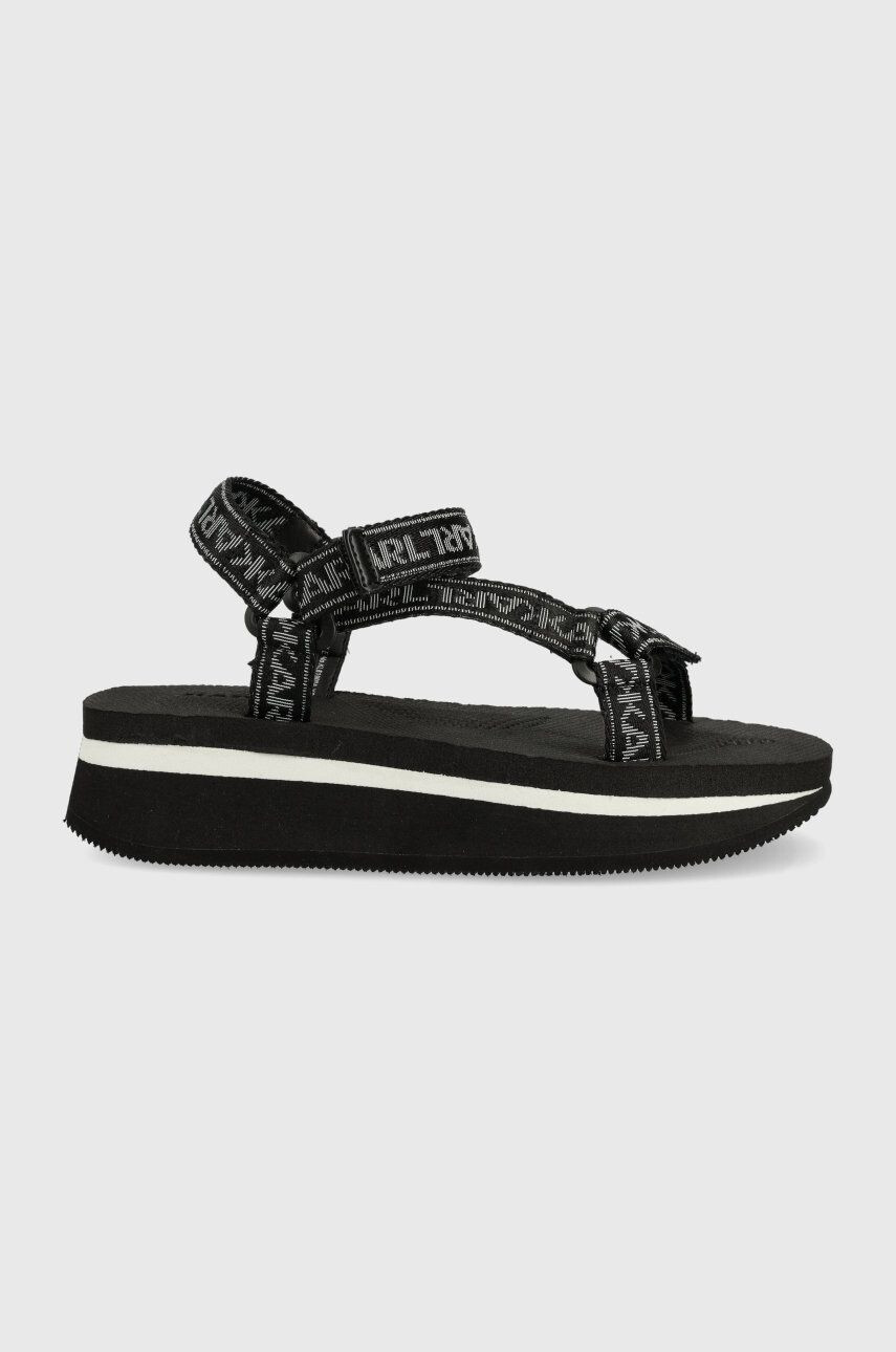 Karl Lagerfeld sandale VELOCITA WEDGE femei culoarea negru cu platformă KL81900A - Pled.ro