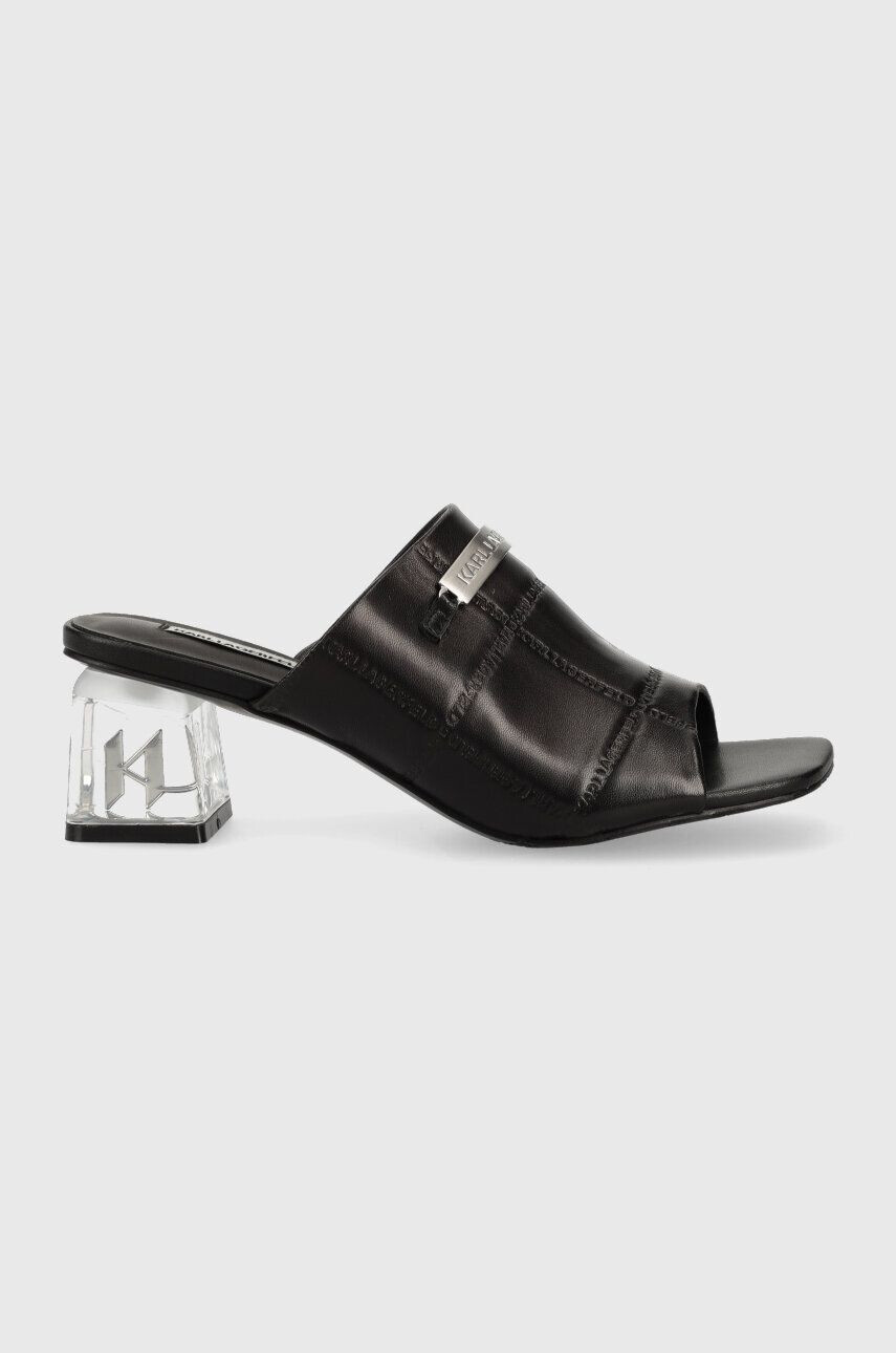 Karl Lagerfeld slapi de piele ICE BLOK femei culoarea negru cu toc drept KL33603 - Pled.ro