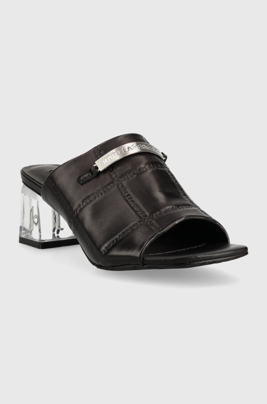 Karl Lagerfeld slapi de piele ICE BLOK femei culoarea negru cu toc drept KL33603 - Pled.ro