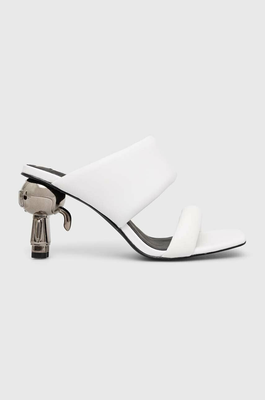 Karl Lagerfeld slapi de piele IKON HEEL femei culoarea alb cu toc drept KL39005 - Pled.ro