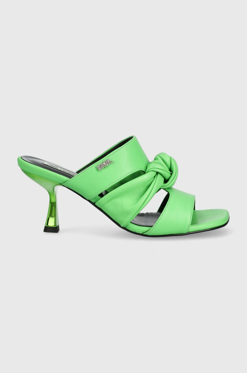 Karl Lagerfeld slapi de piele PANACHE femei culoarea verde cu toc cui KL30126 - Pled.ro