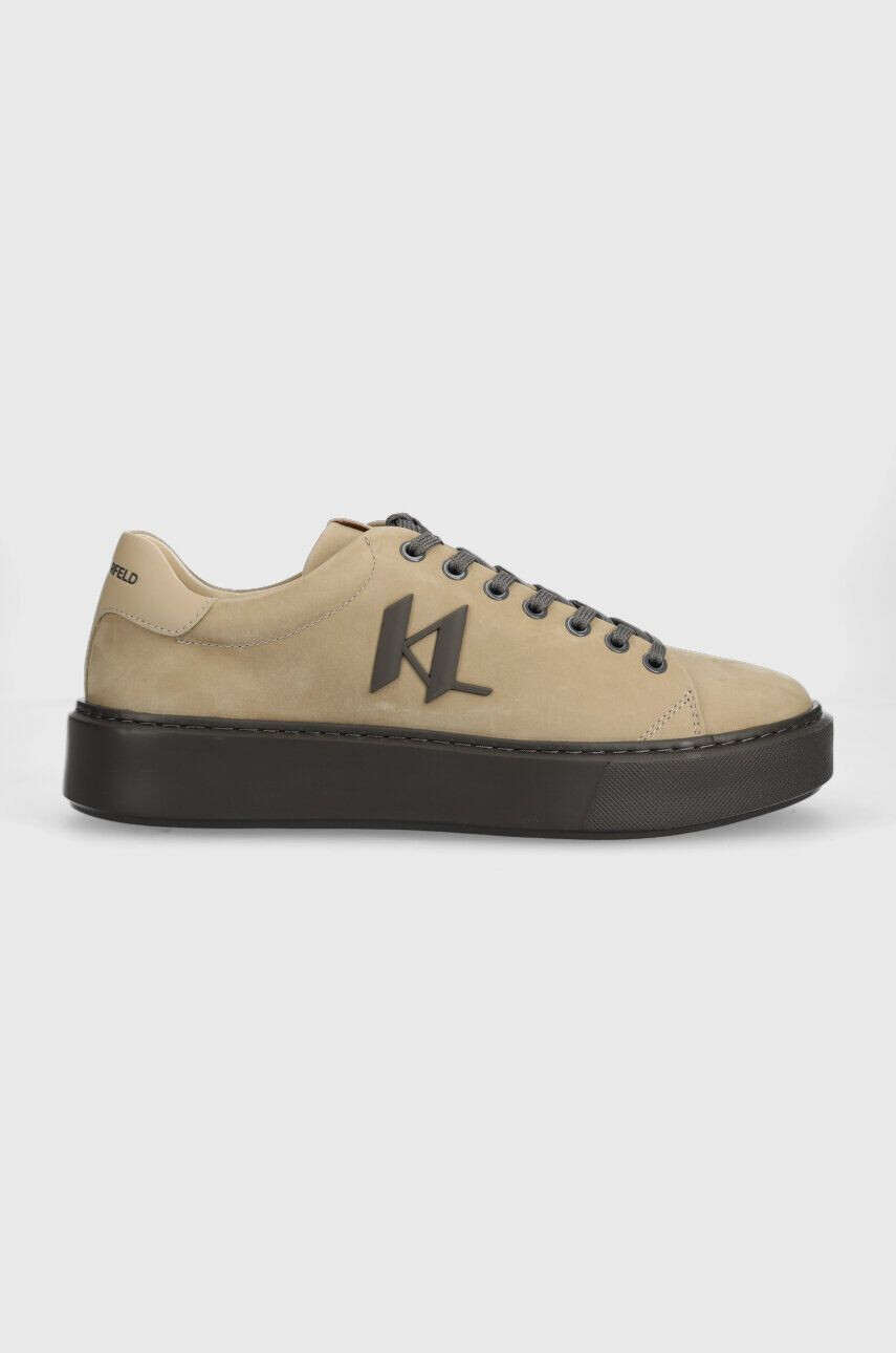 Karl Lagerfeld sneakers din piele intoarsă MAXI KUP culoarea bej KL52217 - Pled.ro