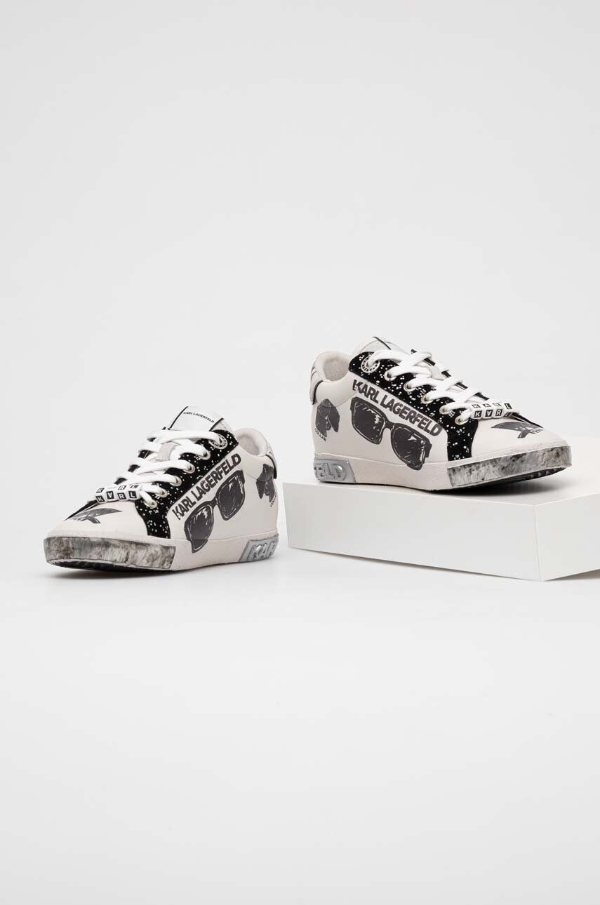 Karl Lagerfeld sneakers din piele SKOOL culoarea alb KL60111 - Pled.ro