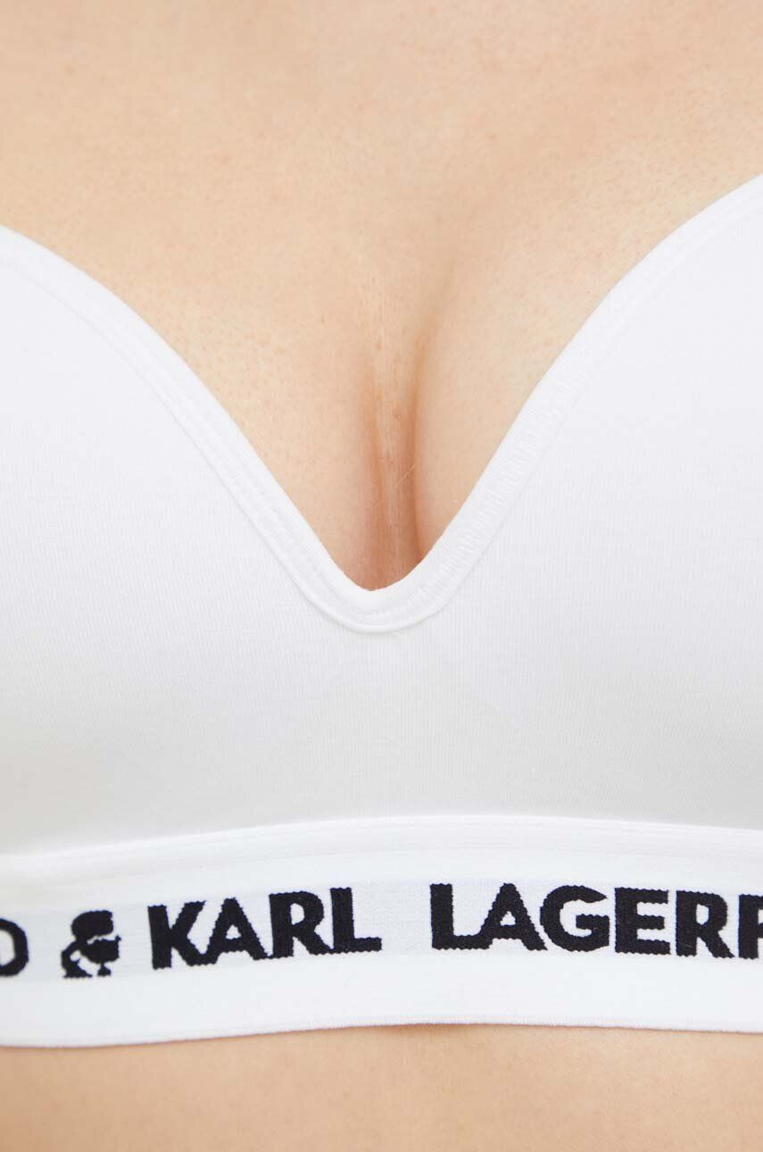 Karl Lagerfeld sutien culoarea alb neted - Pled.ro