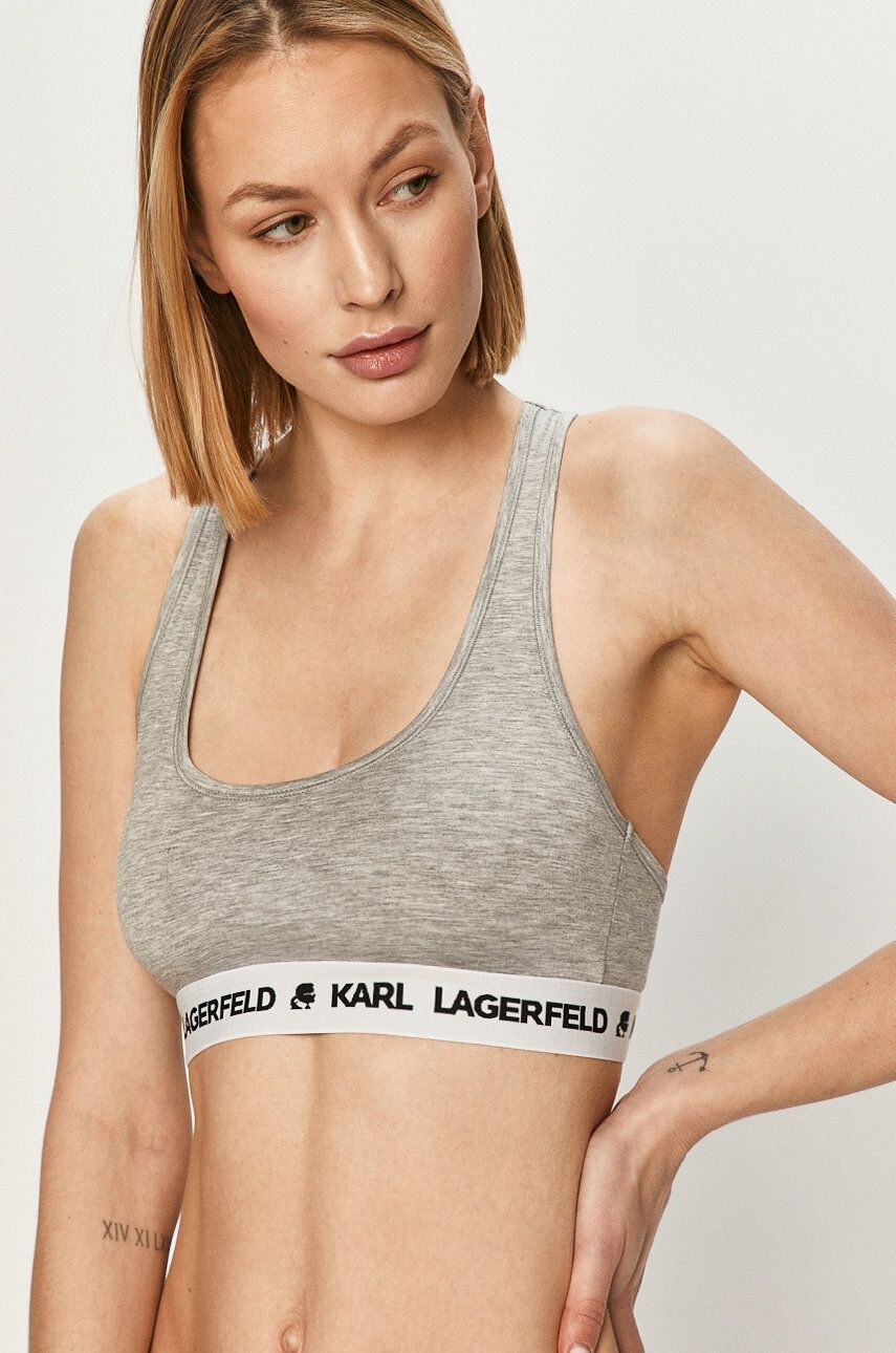 Karl Lagerfeld Sutien sport culoarea gri - Pled.ro