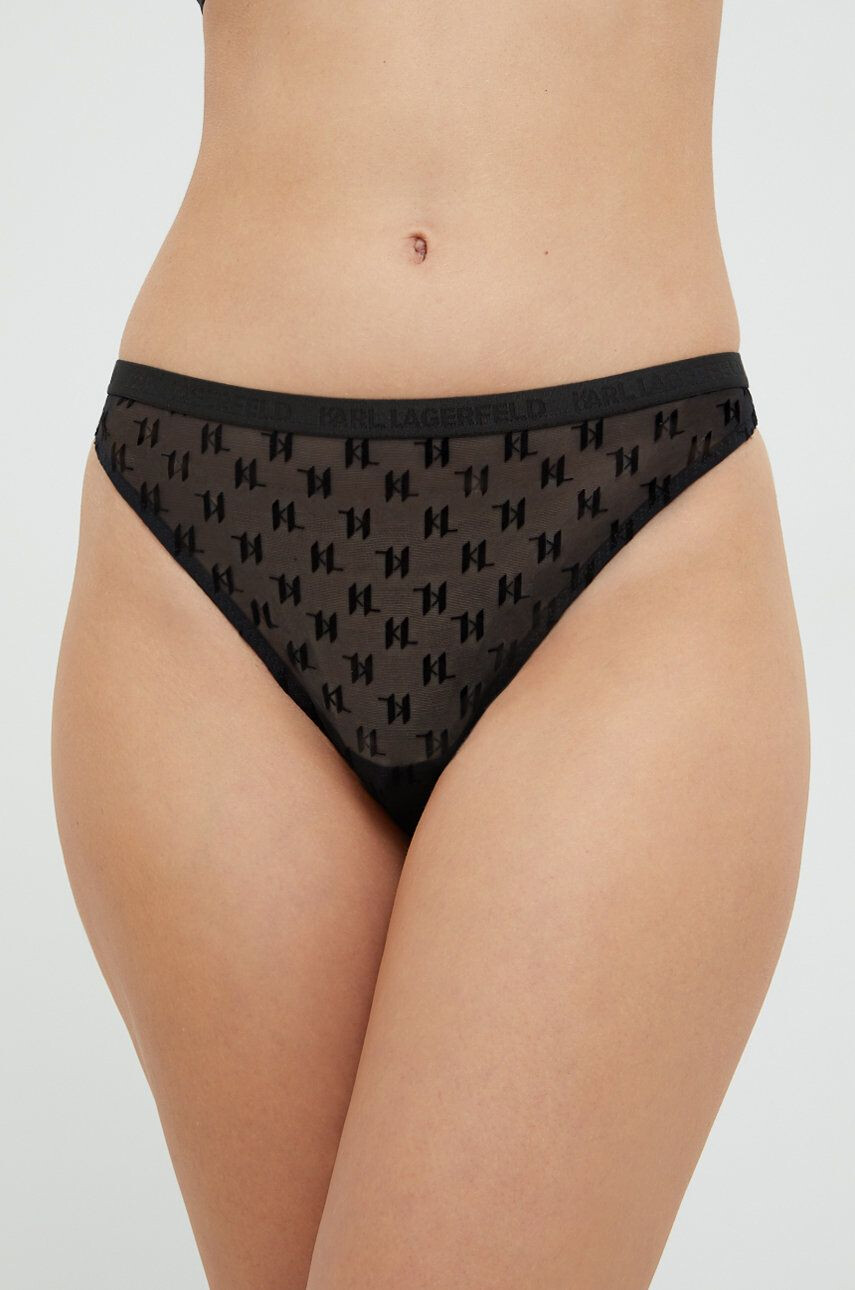 Karl Lagerfeld tanga culoarea negru transparent - Pled.ro