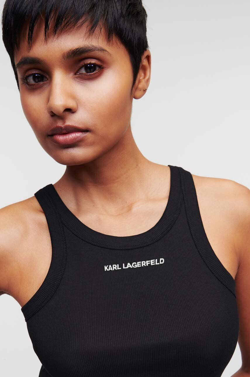 Karl Lagerfeld top din bumbac culoarea negru - Pled.ro