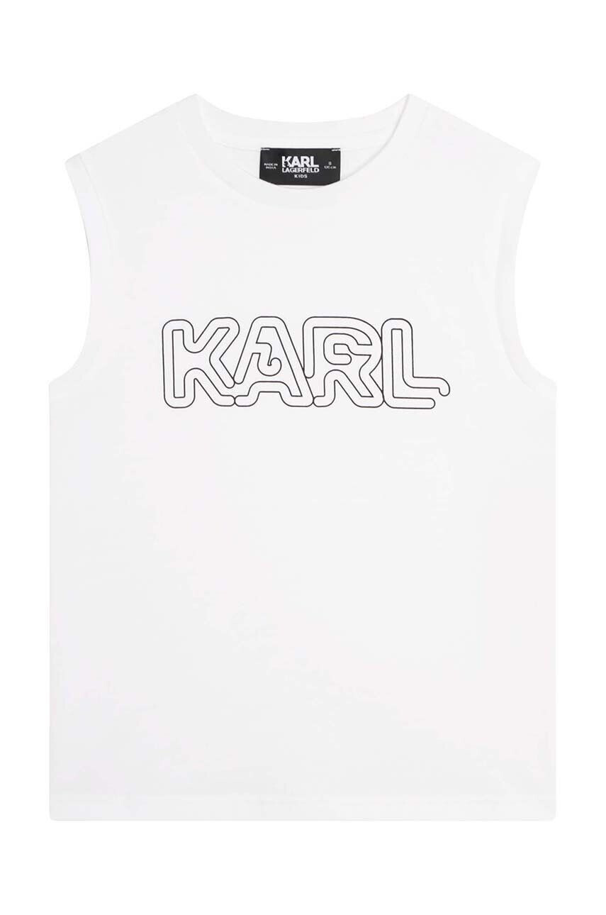 Karl Lagerfeld top din bumbac pentru copii culoarea alb cu imprimeu - Pled.ro