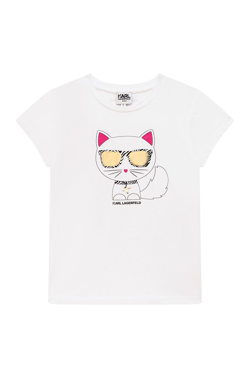 Karl Lagerfeld tricou copii culoarea alb - Pled.ro