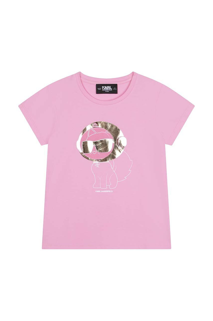 Karl Lagerfeld tricou copii culoarea roz - Pled.ro