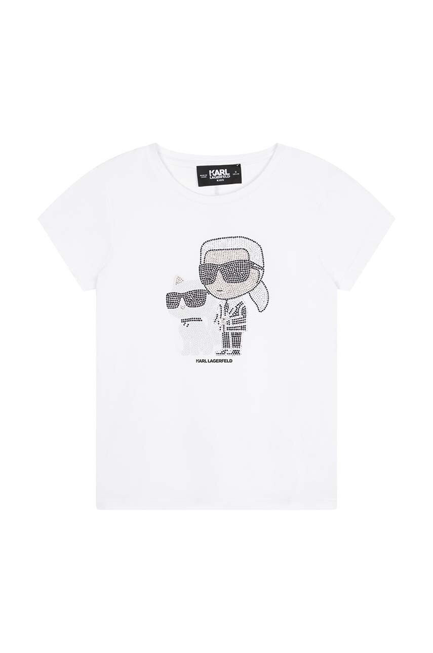 Karl Lagerfeld tricou copii culoarea alb - Pled.ro