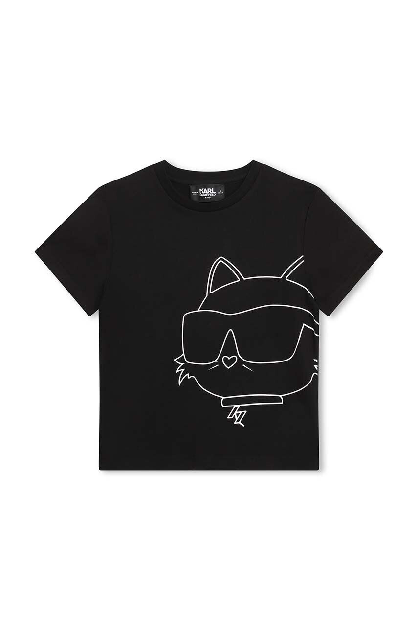 Karl Lagerfeld tricou copii culoarea negru cu imprimeu - Pled.ro