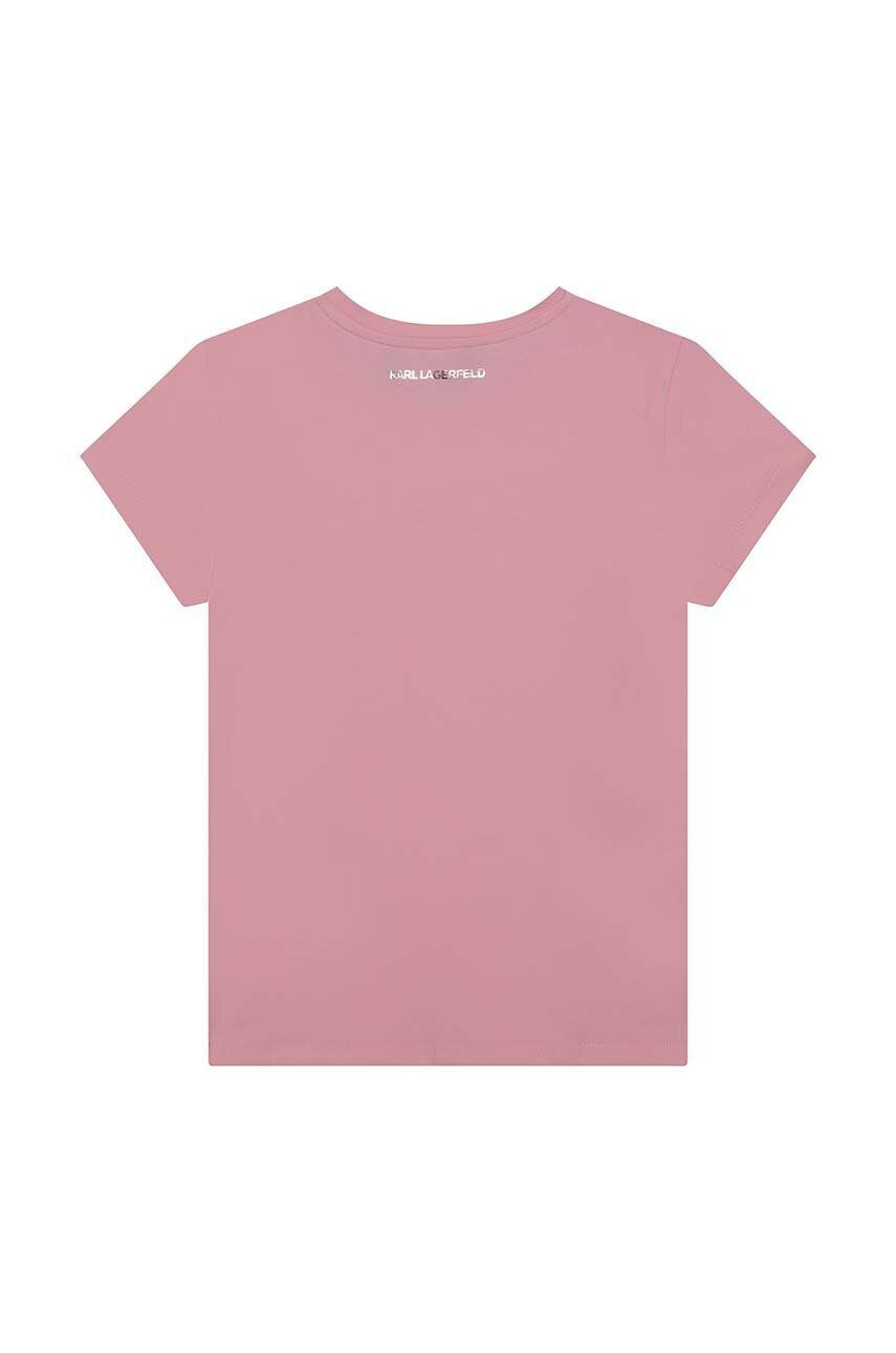 Karl Lagerfeld tricou copii culoarea roz cu imprimeu - Pled.ro