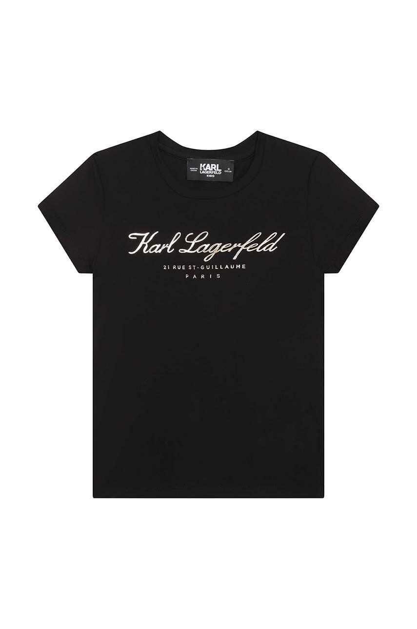 Karl Lagerfeld tricou copii culoarea negru cu imprimeu - Pled.ro