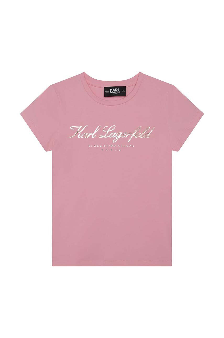 Karl Lagerfeld tricou copii culoarea roz cu imprimeu - Pled.ro