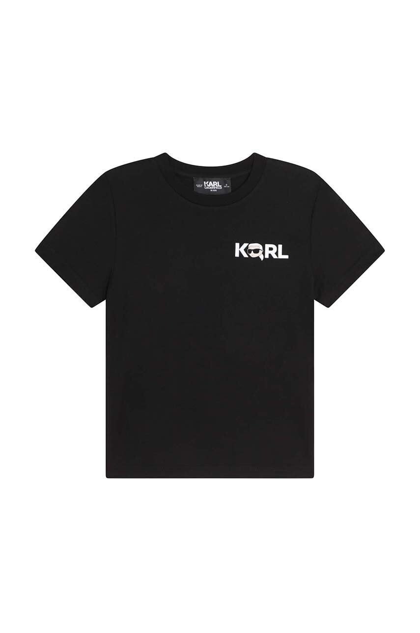 Karl Lagerfeld tricou de bumbac pentru copii culoarea negru neted - Pled.ro