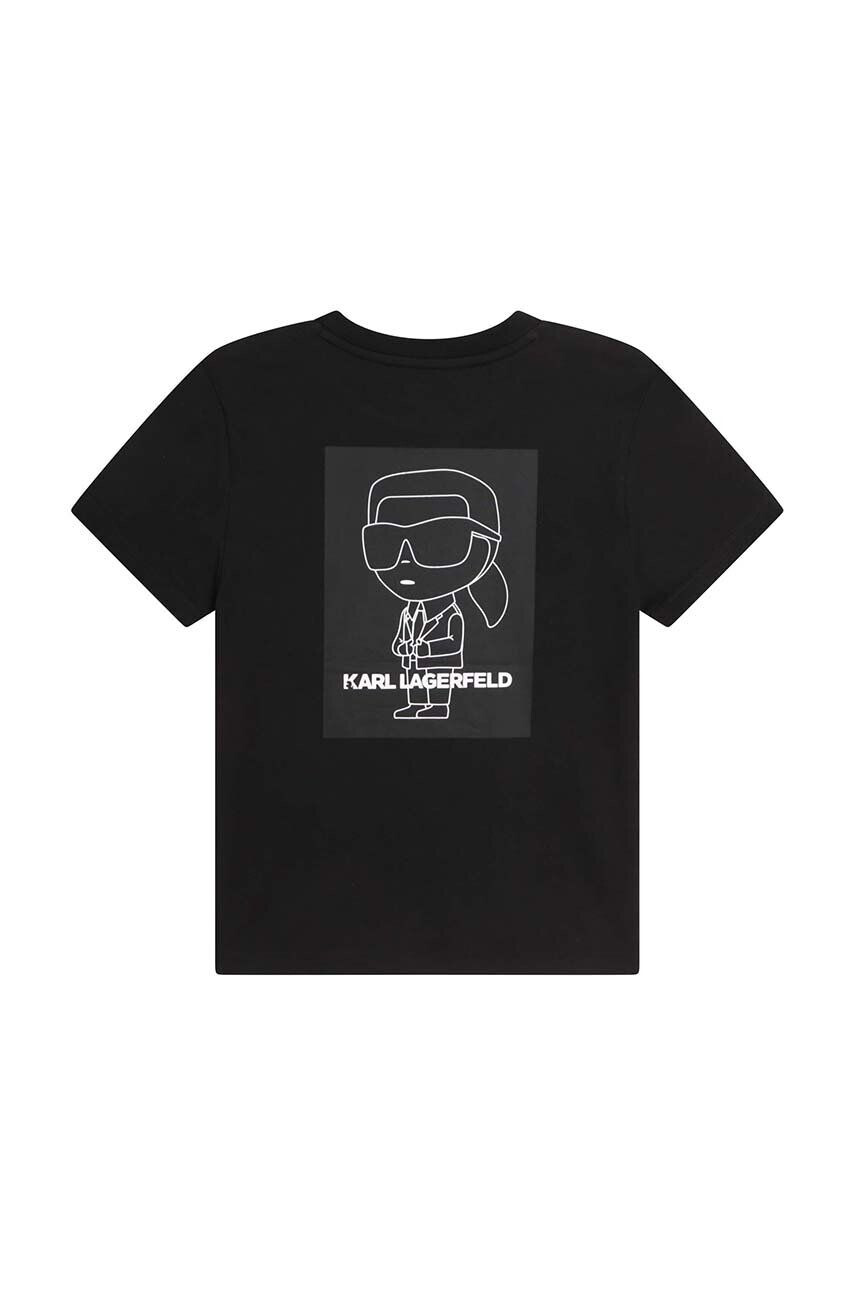 Karl Lagerfeld tricou de bumbac pentru copii culoarea negru neted - Pled.ro