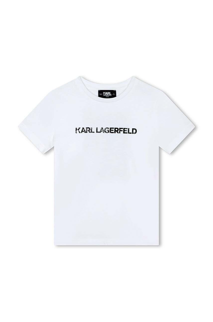 Karl Lagerfeld tricou de bumbac pentru copii culoarea alb cu imprimeu - Pled.ro