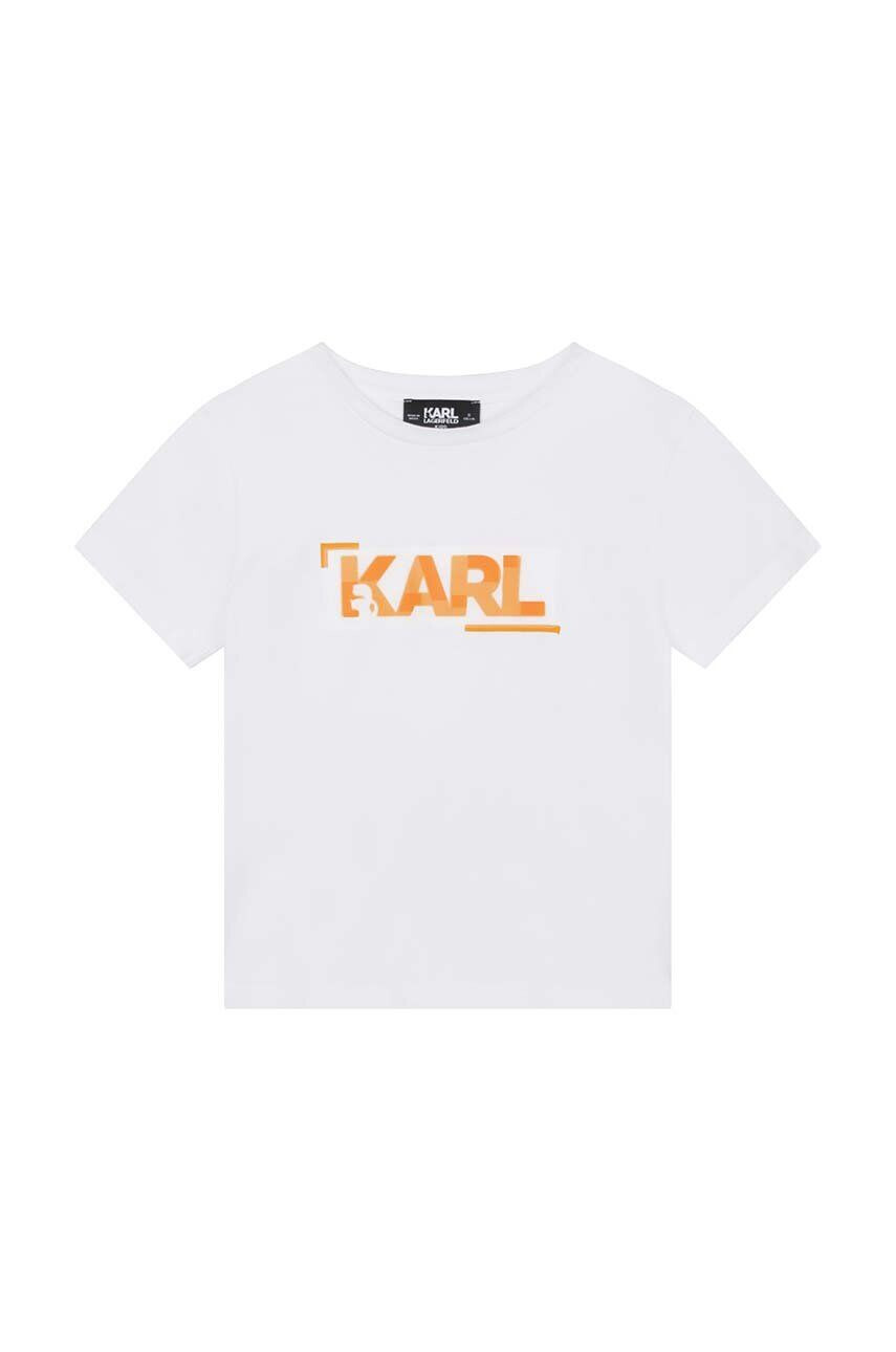 Karl Lagerfeld tricou de bumbac pentru copii culoarea alb cu imprimeu - Pled.ro