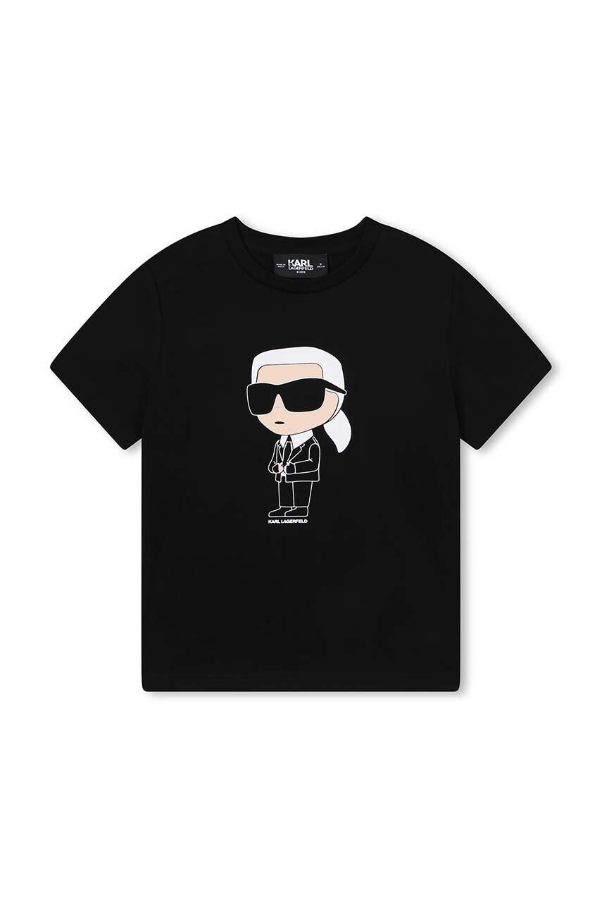 Karl Lagerfeld tricou de bumbac pentru copii culoarea negru cu imprimeu - Pled.ro