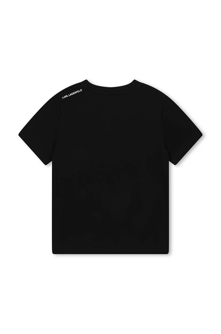 Karl Lagerfeld tricou de bumbac pentru copii culoarea negru cu imprimeu - Pled.ro